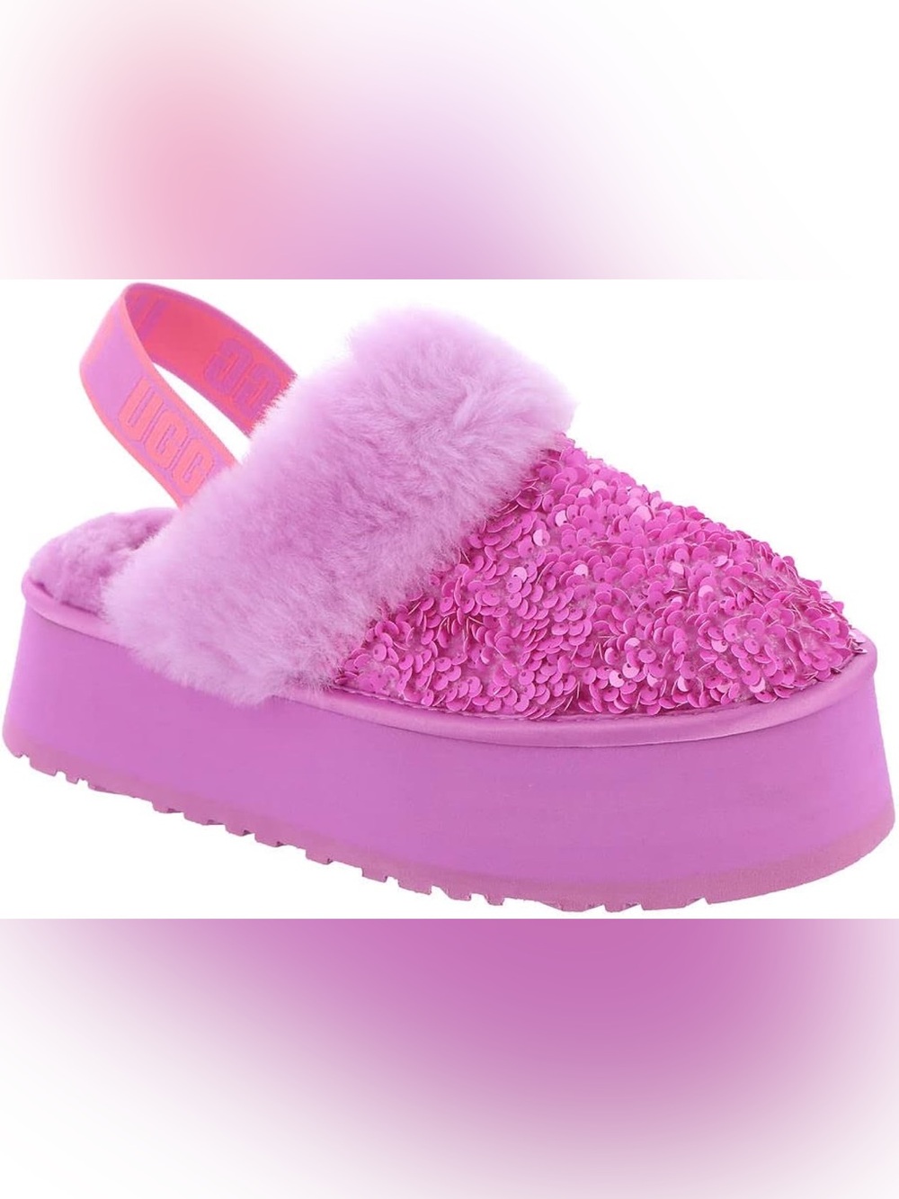 UGG Women's Funkette Chunky Sequin slippers in the "Echinacea" (pink)